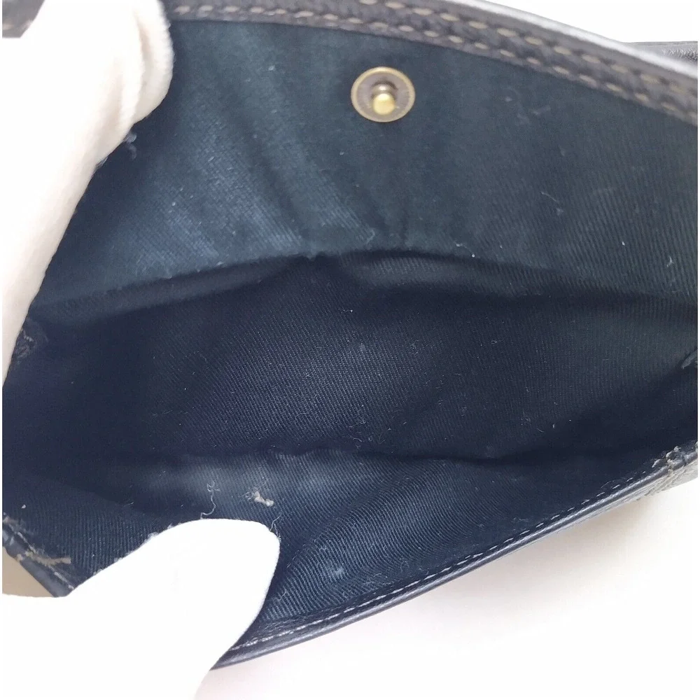 Fossil Black Pebbled Leather Credit Card ID Window Zipper Closure Wallet